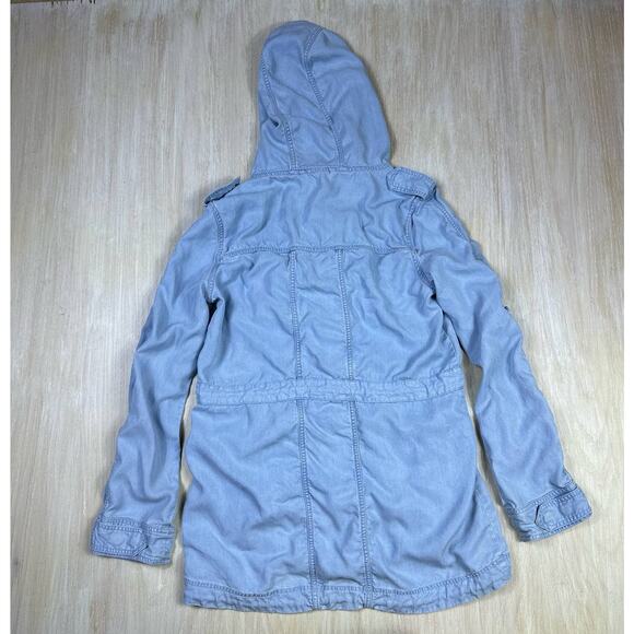 Lorna Jane LJ Black Chambray Denim Casual Outdoor Parka Hooded Jacket Medium - Picture 14 of 16